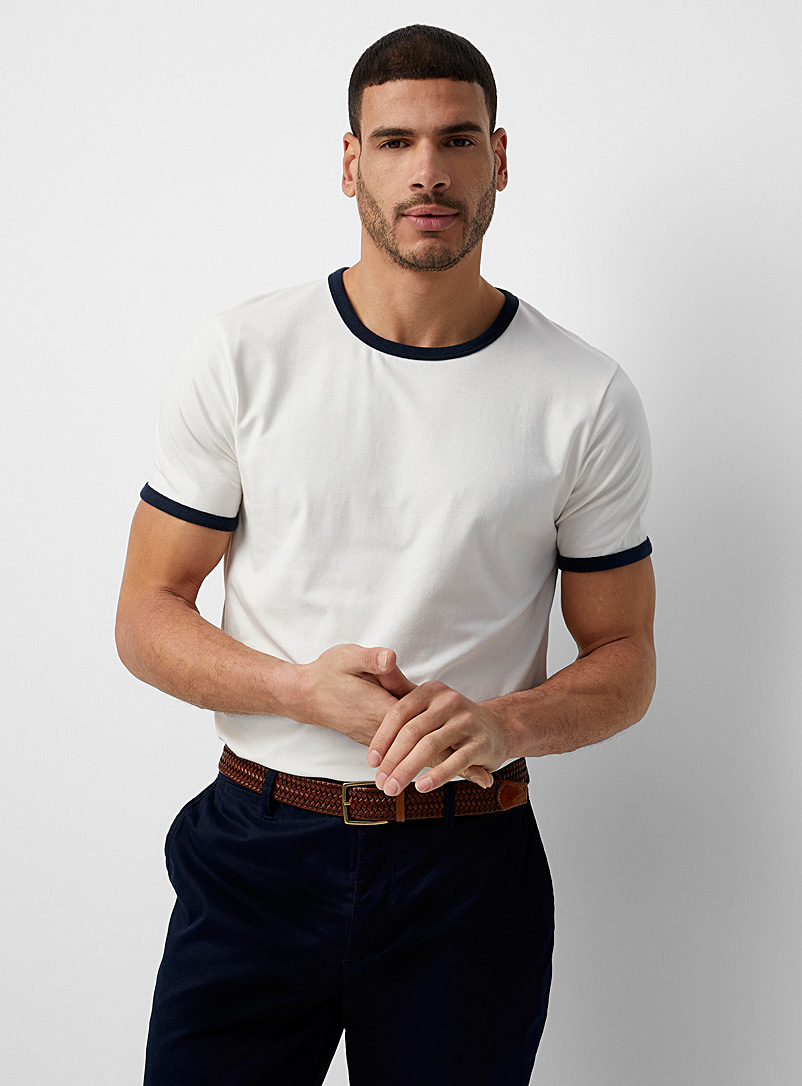 Le 31 Off White Contrast trim retro T-shirt Muscle fit for men