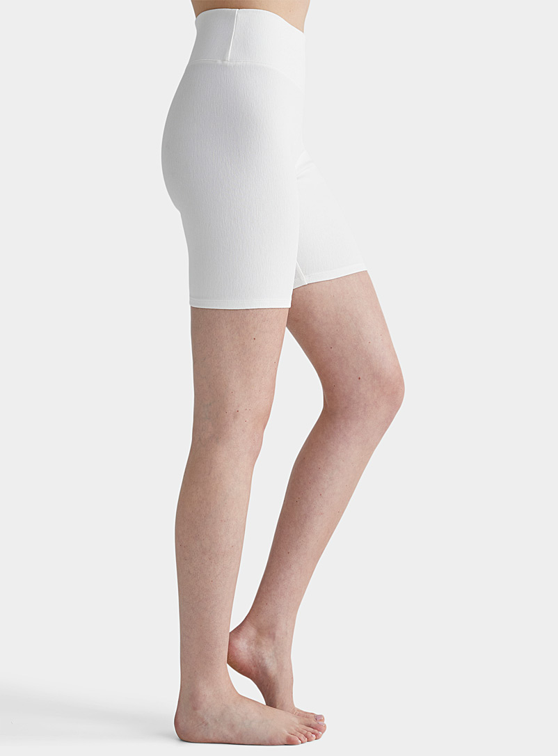 Simons White Organic cotton and recycled polyester denim biker short for women