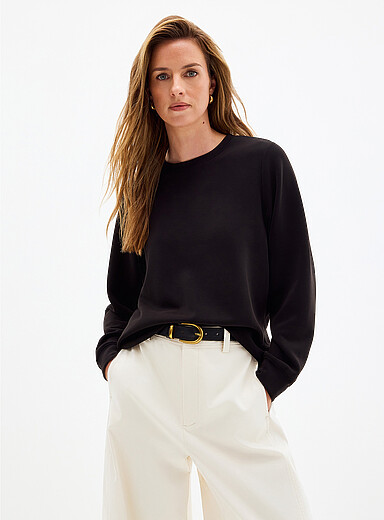 Le sweat col rond peau de p&ecirc;che