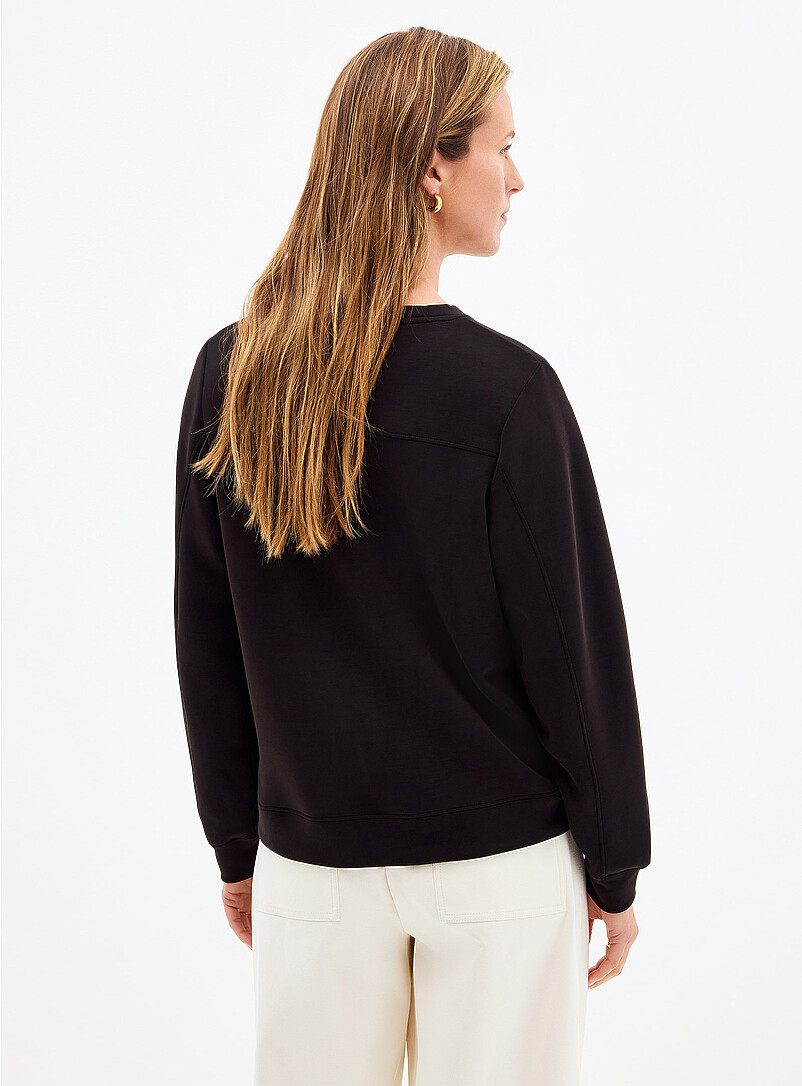 Contemporaine Black Peachskin crew-neck sweatshirt for women