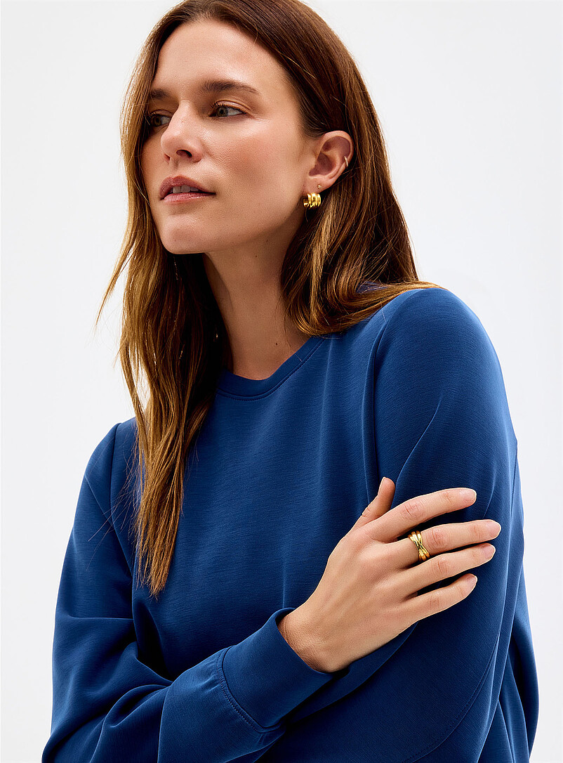 Contemporaine Black Peachskin crew-neck sweatshirt for women