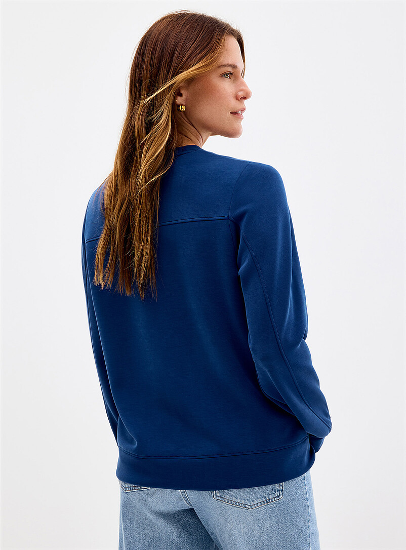 Contemporaine Black Peachskin crew-neck sweatshirt for women