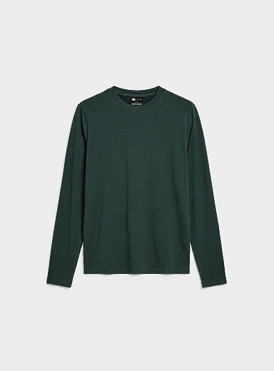 Le 31: Le t-shirt uni &agrave; manches longues <b>Coupe standard</b> Vert &eacute;meraude pour homme