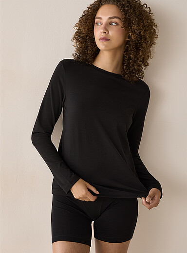 Miiyu x Twik Black Long-sleeve crew-neck T-shirt for women