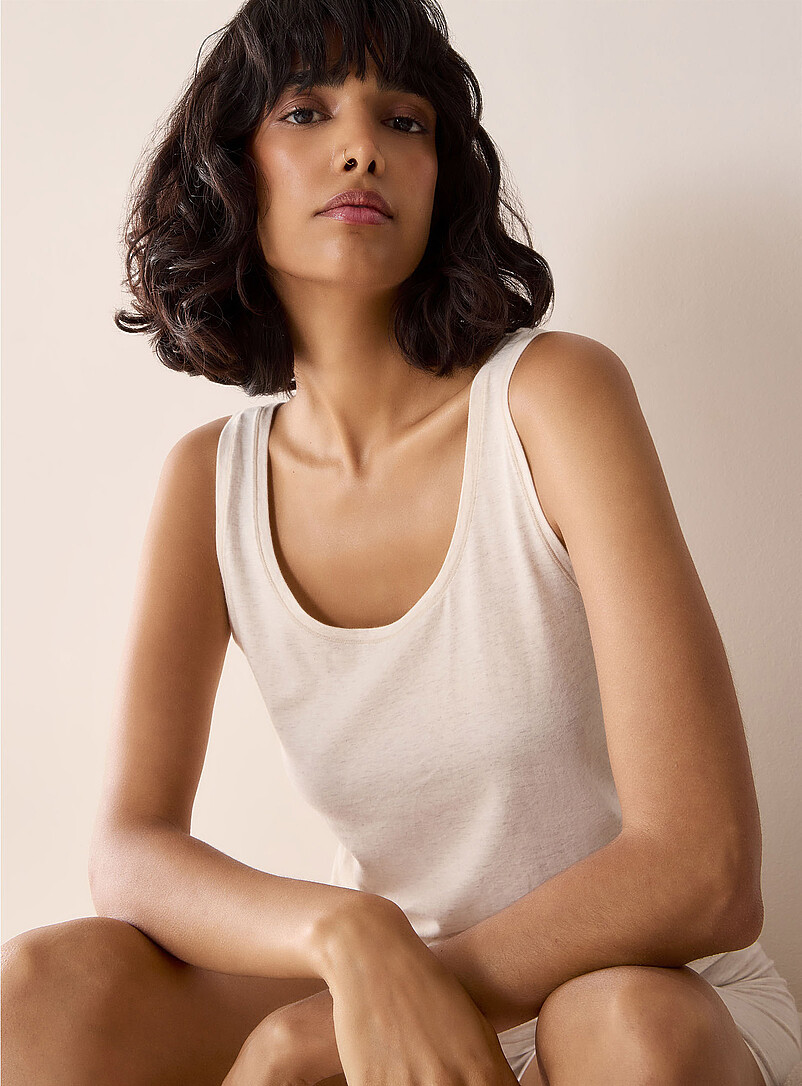 Miiyu x Twik: La camisole col d&eacute;gag&eacute; semi-ajust&eacute;e Blanc pour femme