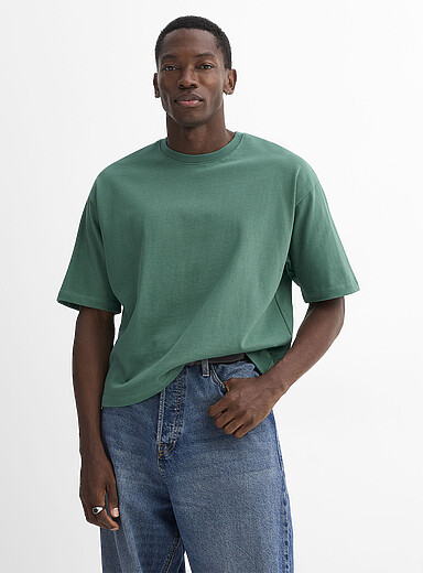 Le 31: Le t-shirt ample court <b>Coupe surdimensionn&eacute;e</b> Vert assorti pour homme