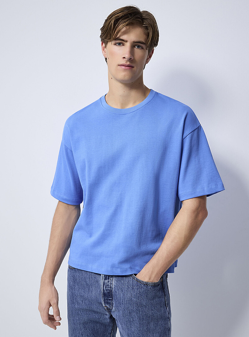 Le 31: Le t-shirt ample court <b>Coupe surdimensionn&eacute;e</b> Bleu pour homme