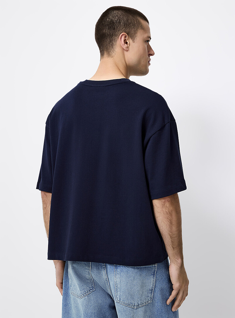 Le 31: Le t-shirt ample court <b>Coupe surdimensionn&eacute;e</b> Bleu pour homme