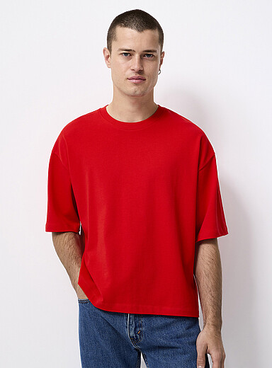 Le 31 Ruby/Vermilion Cropped T-shirt <b>Oversized fit</b> for men