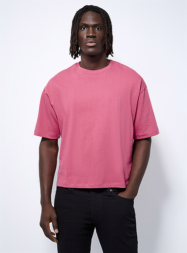 Le 31: Le t-shirt ample court <b>Coupe surdimensionn&eacute;e</b> Saumon - Corail pour homme