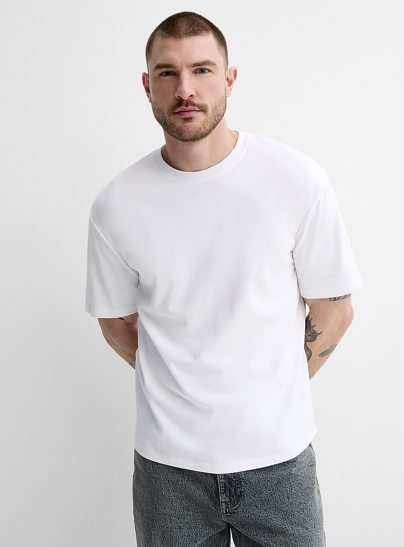 Le 31: Le t-shirt jersey compact <b>Coupe confort</b> Blanc pour homme