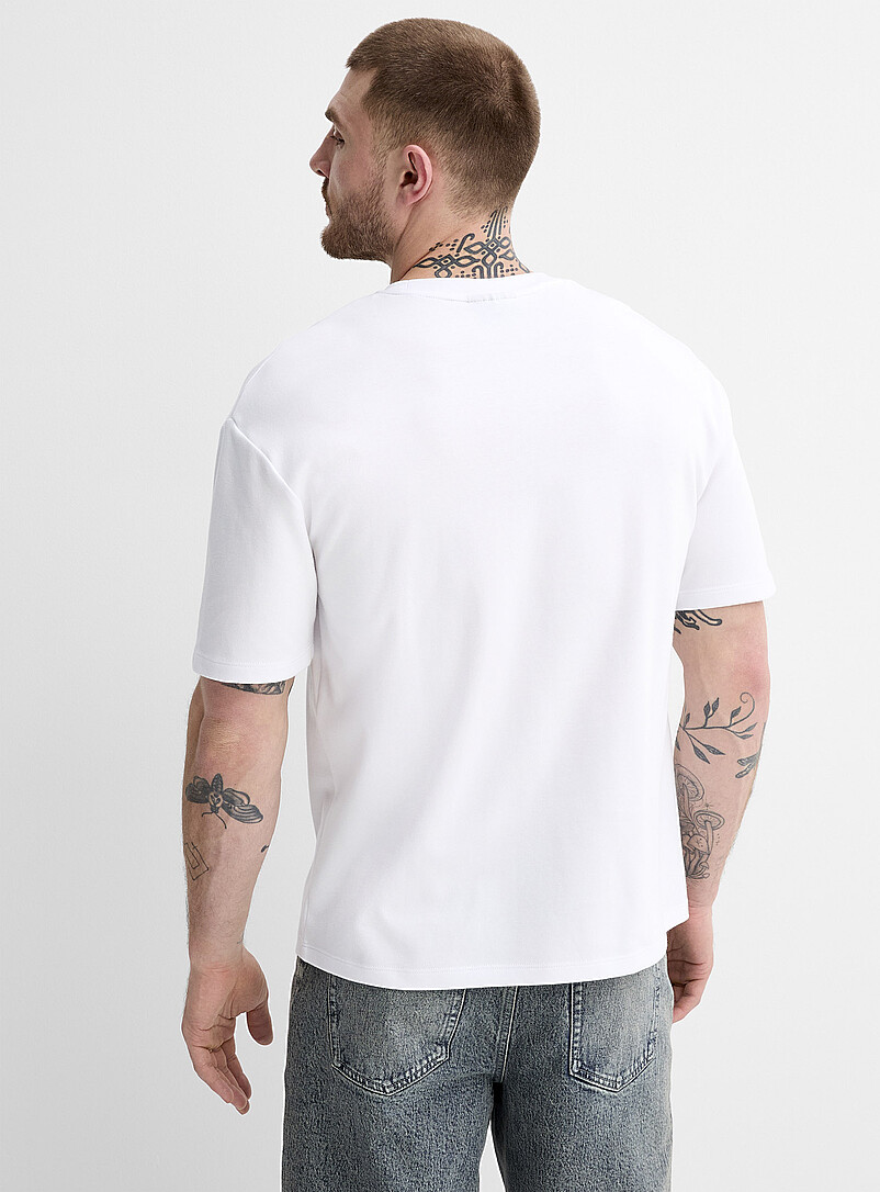 Le 31: Le t-shirt jersey compact <b>Coupe confort</b> Blanc pour homme