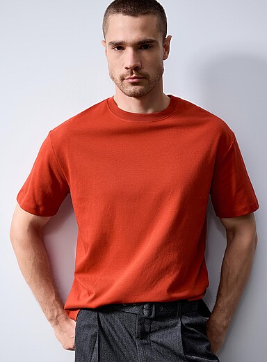 Le 31: Le t-shirt jersey compact <b>Coupe confort</b> Orange br&ucirc;l&eacute; pour homme