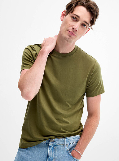 Le 31 Mossy Green Soft stretch jersey T-shirt <b>Muscle fit</b> for men
