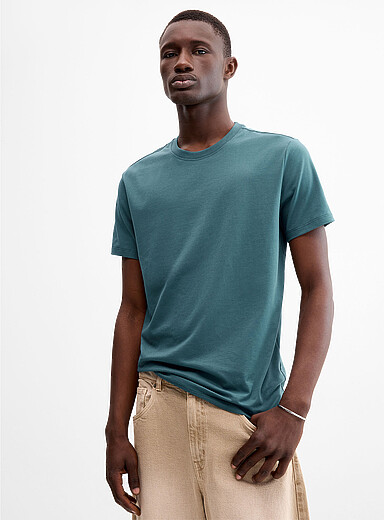 Le 31 Assorted Green Soft stretch jersey T-shirt <b>Muscle fit</b> for men