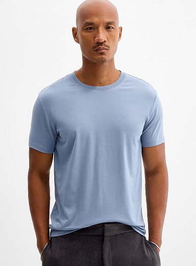 Le 31: Le t-shirt doux jersey extensible <b>Coupe ajust&eacute;e</b> Bleu-gris pour homme