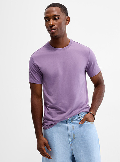Le 31: Le t-shirt doux jersey extensible <b>Coupe ajust&eacute;e</b> Pourpre assorti pour homme