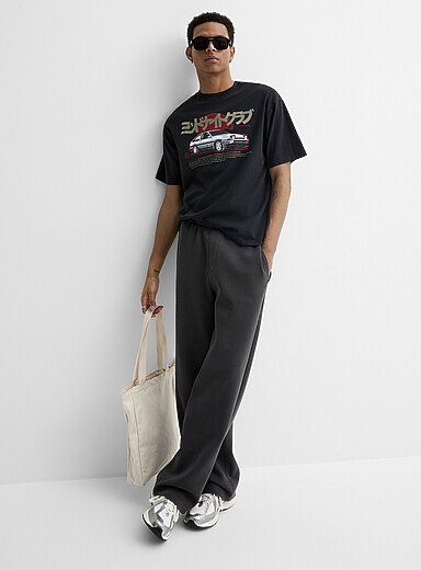 Le pantalon jersey double d&eacute;lav&eacute; <b>Coupe ample</b>