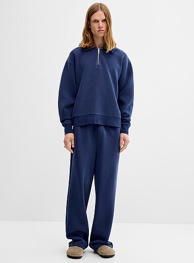 Djab: Le pantalon large molleton lisse DJAB 101 <b>Coupe ample</b> Bleu marine - Bleu nuit pour homme
