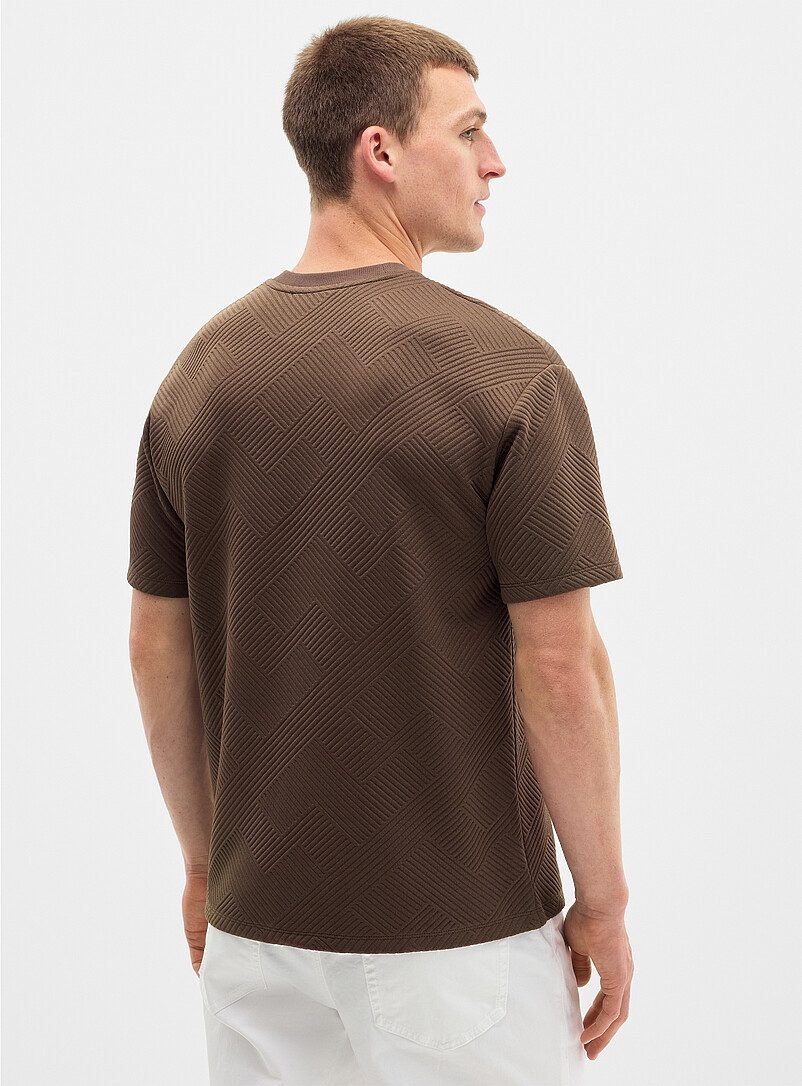 Le 31: Le t-shirt g&eacute;o emboss&eacute; Brun noisette pour homme