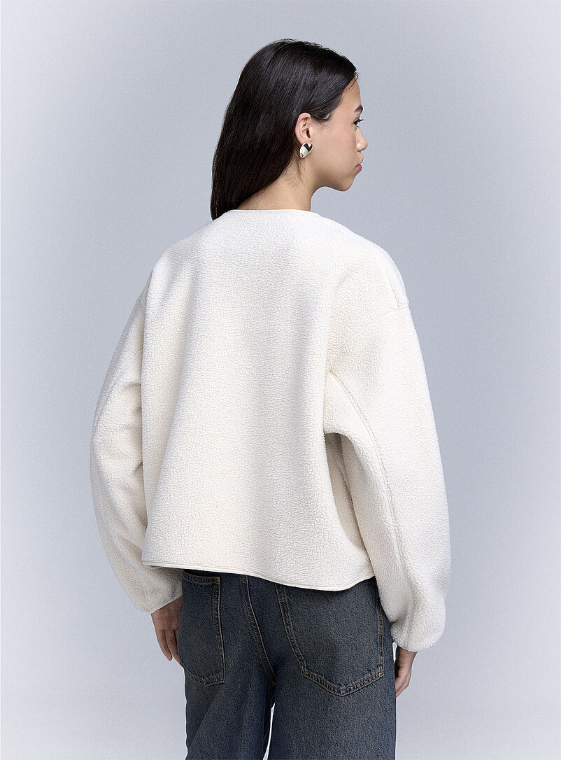 Twik Khaki Fleece boxy-fit jacket for women