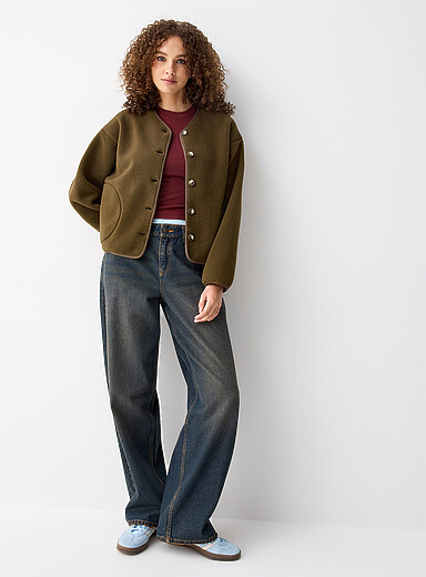 Fleece boxy-fit jacket