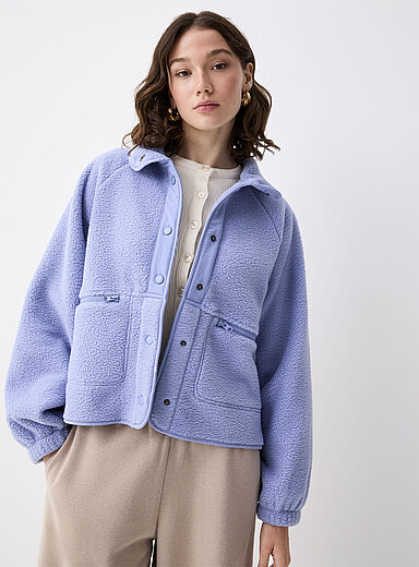 Nylon details fleece jacket