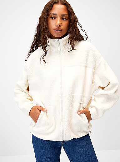 Loose printed fleece jacket