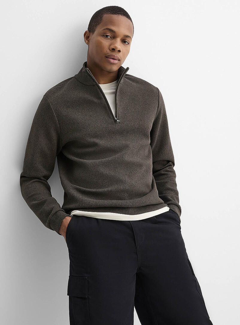 Personalised Custom Embroidered Zip Neck Sweatshirt For Men – Fruit Of The Loom