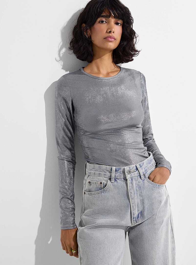 Haut Tunique Femme Mirasol XL Manches Longues - Imprimé Paisley Noir/marron/or, Acétate/spandex