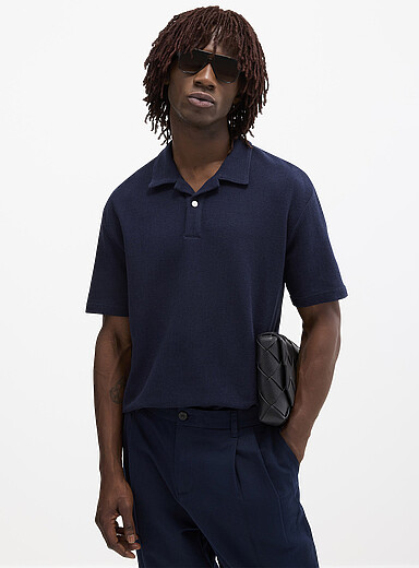 Chevron weft Johnny collar polo <b>Comfort fit</b>