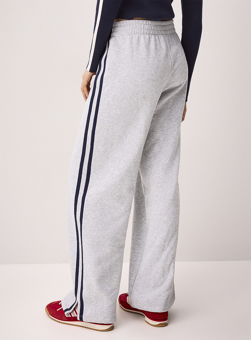 Twik Light Grey Track stripe wide-leg sweatpant for women