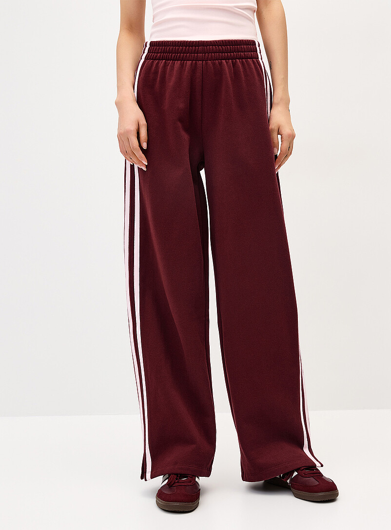 Twik Light Grey Track stripe wide-leg sweatpant for women