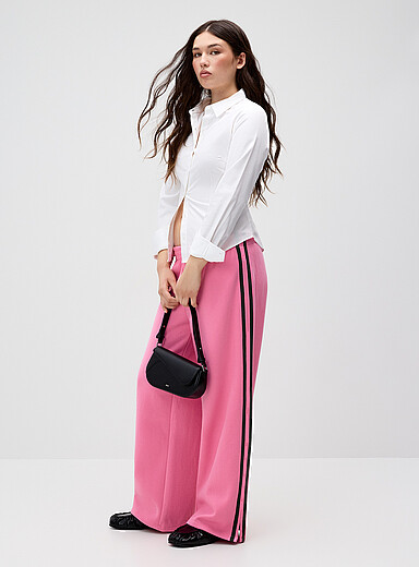 Twik Pink Track stripe wide-leg sweatpant for women