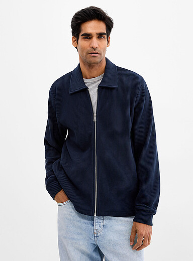 Le cardigan col polo jersey c&ocirc;tel&eacute; <b>Coupe confort</b>