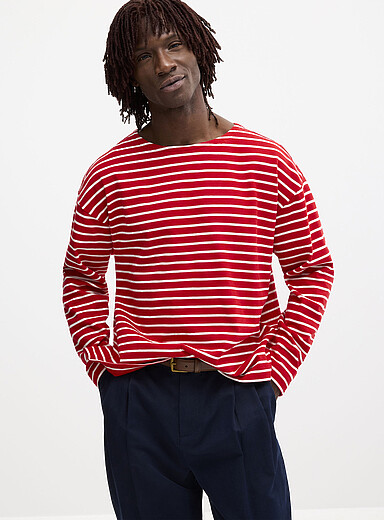 Le t-shirt col bateau rayures marini&egrave;res <b>Coupe surdimensionn&eacute;e</b>