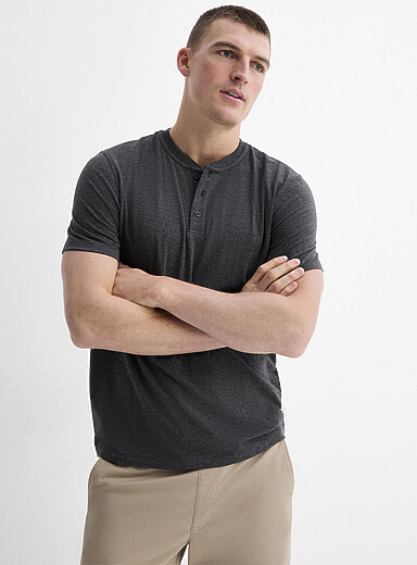 Soft jersey Henley T-shirt <b>Standard fit</b>