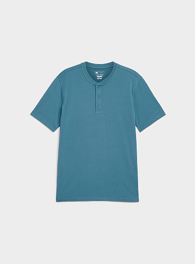 Le 31 Teal Soft jersey Henley T-shirt <b>Standard fit</b> for men