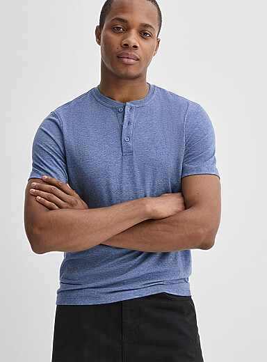 Le t-shirt henley doux jersey <b>Coupe standard</b>