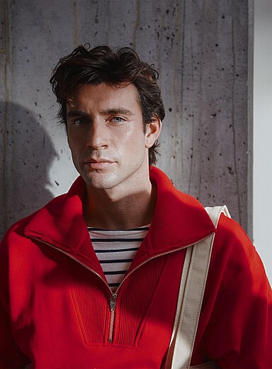 Zipped funnel-neck sweatshirt