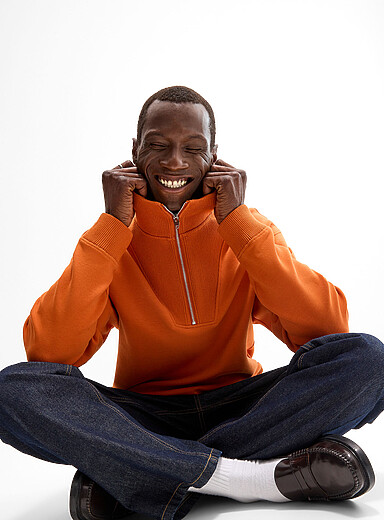 Le 31: Le sweat col camionneur <b>Coupe confort</b> Orange br&ucirc;l&eacute; - Brique pour homme