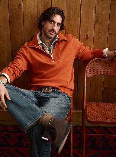 Zipped funnel-neck sweatshirt <b>Comfort fit</b>