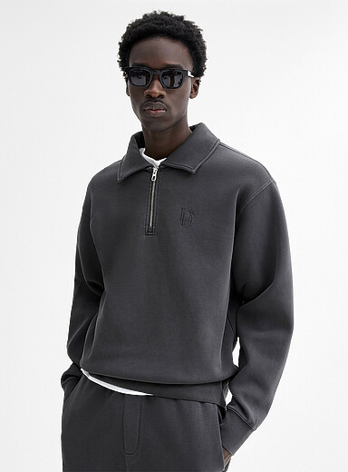Le sweat &agrave; col zipp&eacute; molleton lisse DJAB 101 <b>Coupe ample</b>