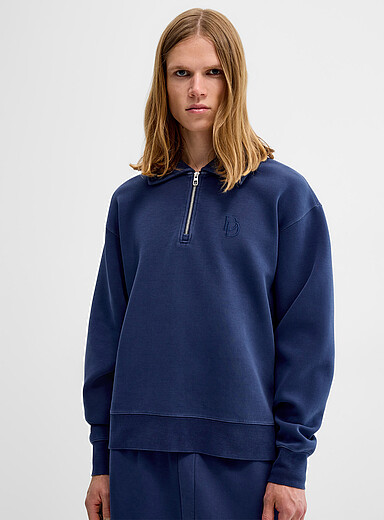 Djab Blue Double-knit quarter-zip sweatshirt DJAB 101 <b>Loose fit</b> for men