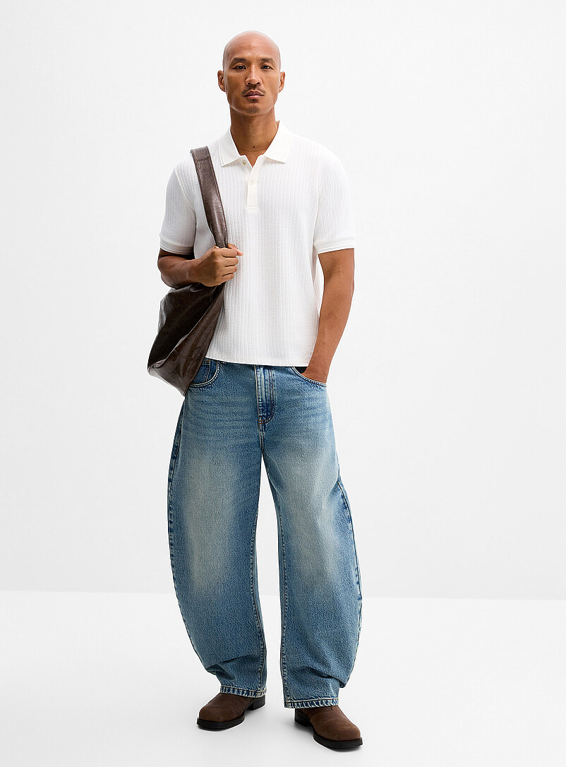 Le 31: Le polo texture cordage nautique &Eacute;cru - Lin pour homme