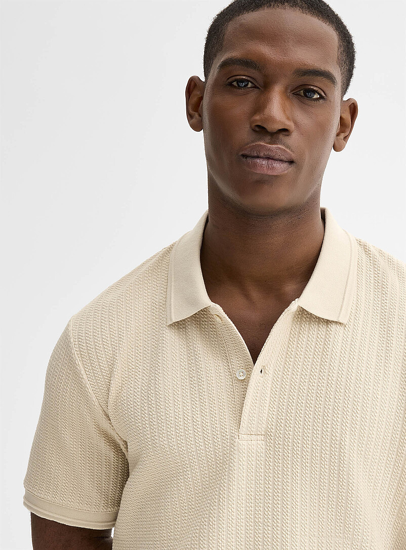Le 31: Le polo texture cordage nautique &Eacute;cru - Lin pour homme