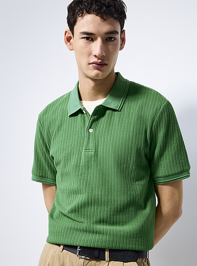 Le 31: Le polo texture cordage nautique Vert pour homme