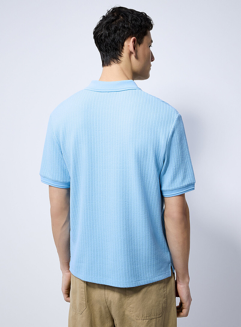 Le 31 Ecru/Linen Nautical rope textured polo for men