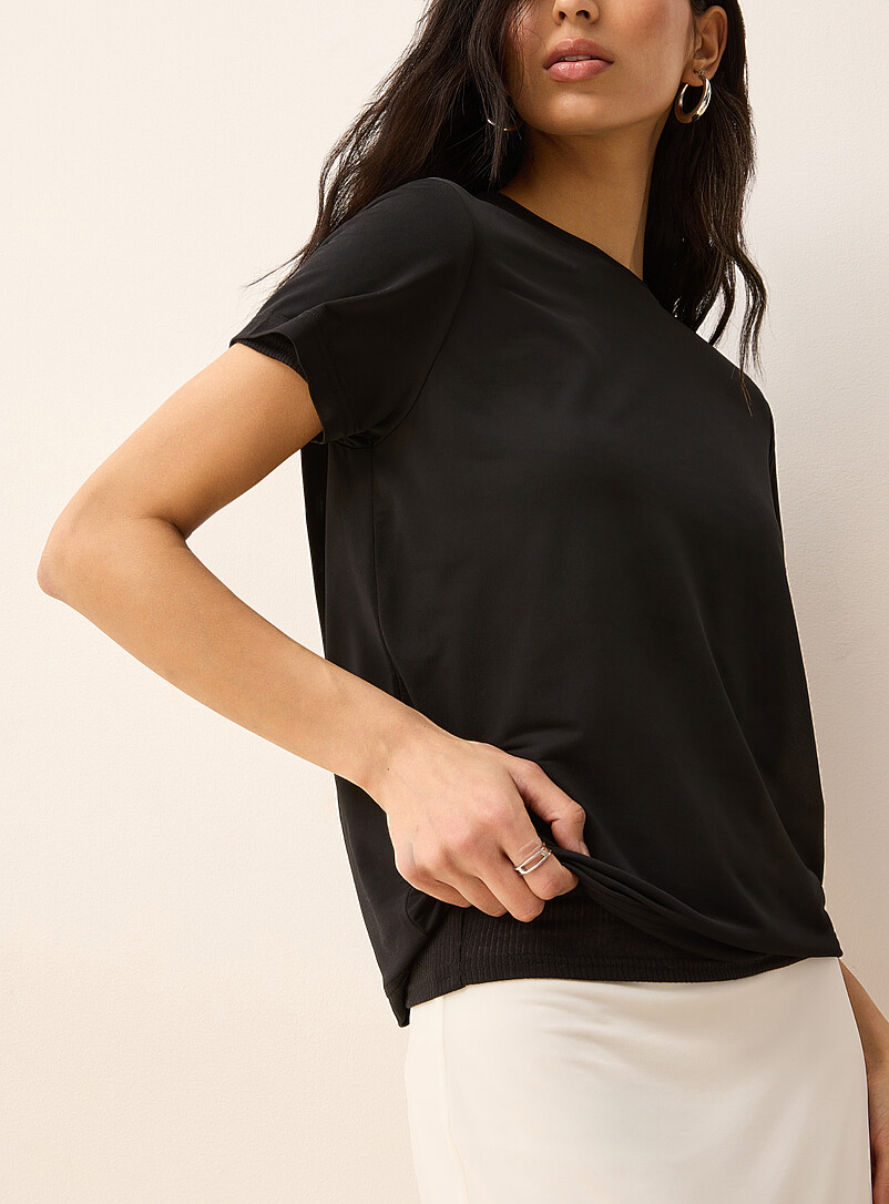 Ic&ocirc;ne: Le t-shirt carr&eacute; fluide microfilet Blanc pour femme
