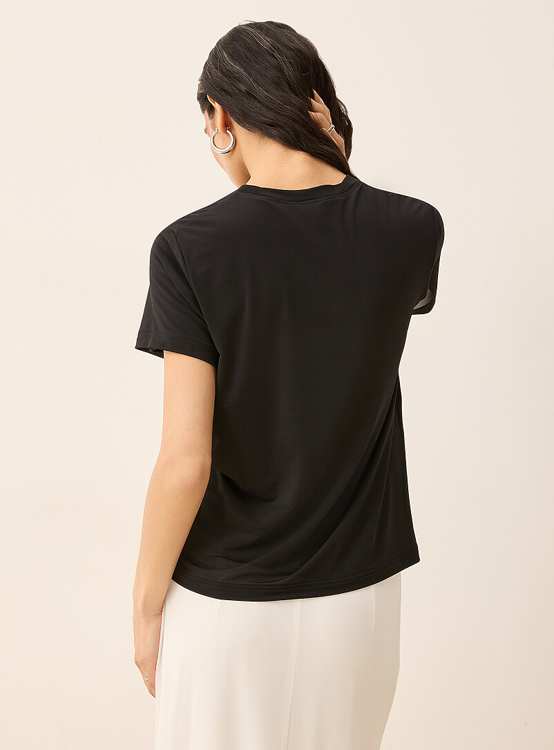 Ic&ocirc;ne: Le t-shirt carr&eacute; fluide microfilet Blanc pour femme